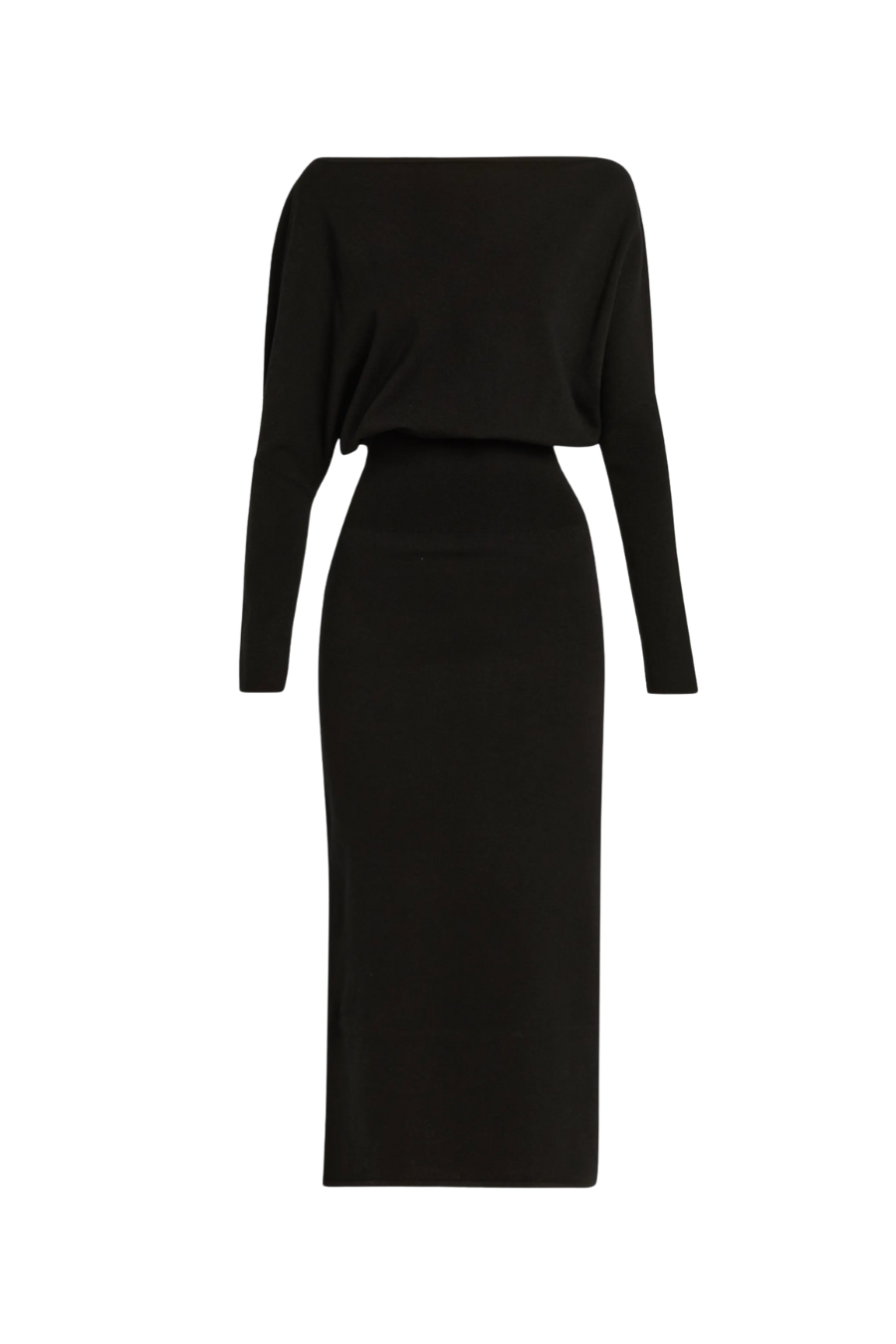 Janese Off Shoulder Midi Dress in Black