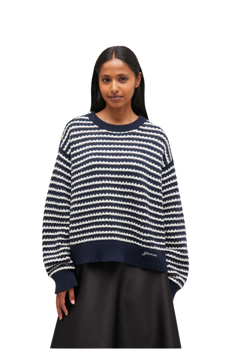 Dark Blue Striped Wool Sweater