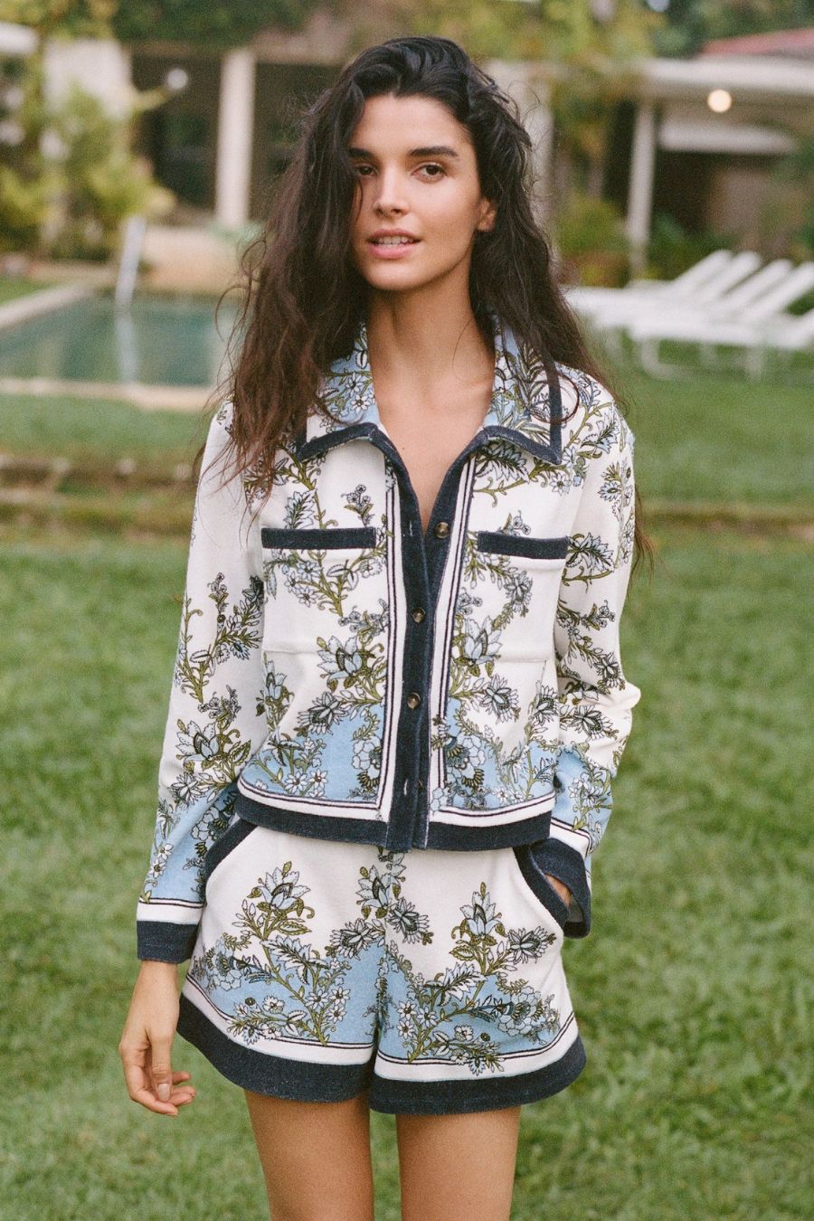 Novelle Button-Down Shirt in Blue Jay Multi