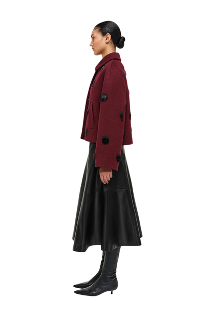 Ryma Leather Midi Skirt in Black