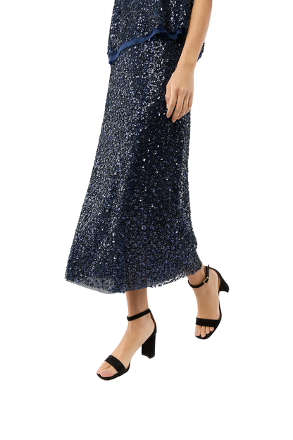 Ruby Skirt in Navy Beaded Mesh