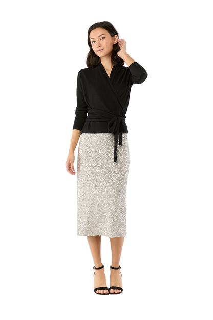 Mika Wrap Sweater in Black Cashmere
