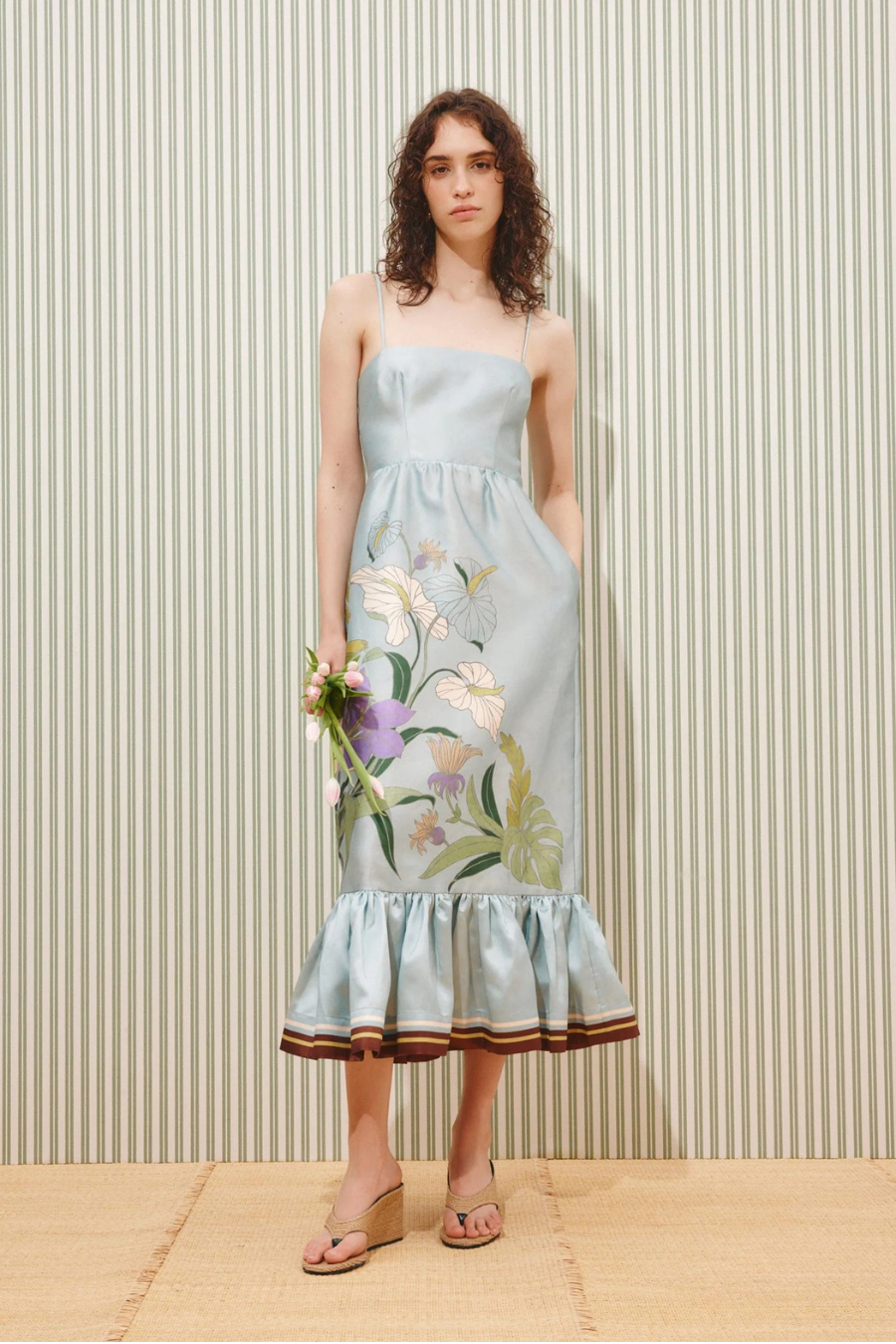 ice blue midi dress Ice Blue Mixed-Media Michaela Midi Dress