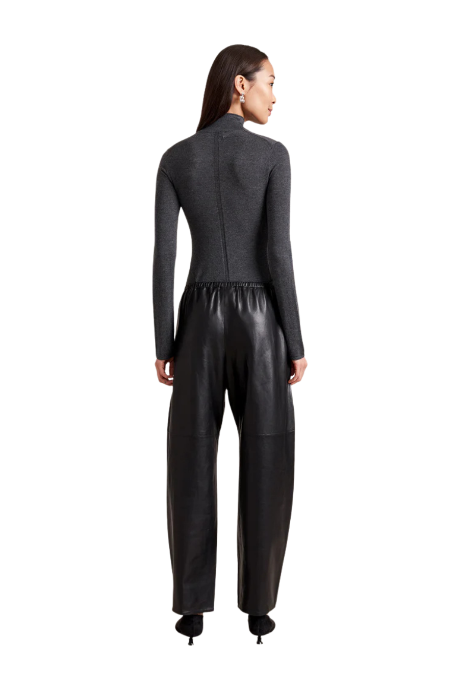 Leather Barrel Colby Pant in Black