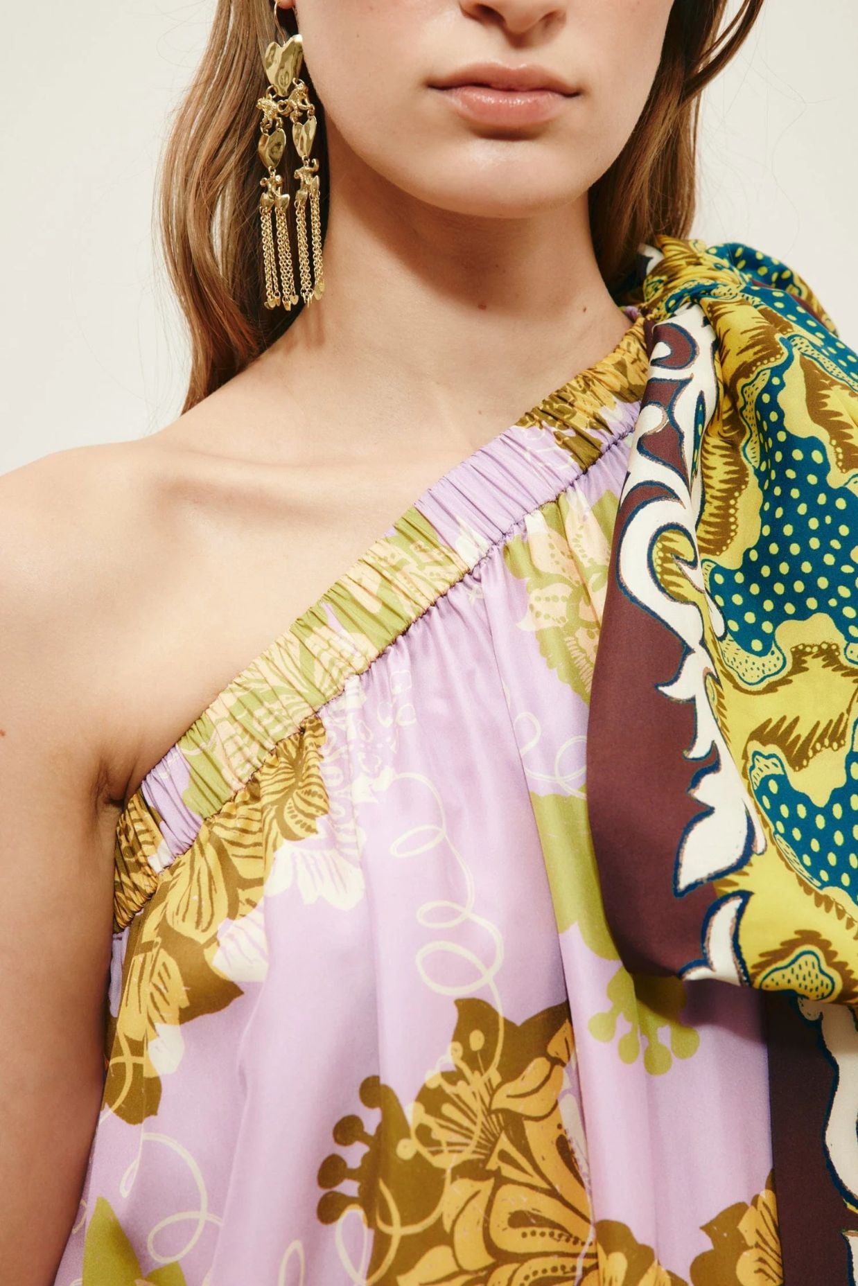 Arnie Silk Midi Dress in Multi