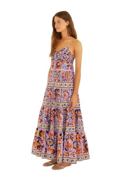Flower Tiles Sleeveless Maxi Dress in Lilac