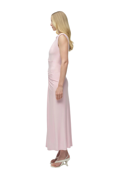Acacia Draped Jersey Midi Dress in Tulip