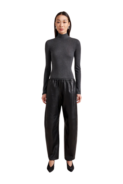 Leather Barrel Colby Pant in Black