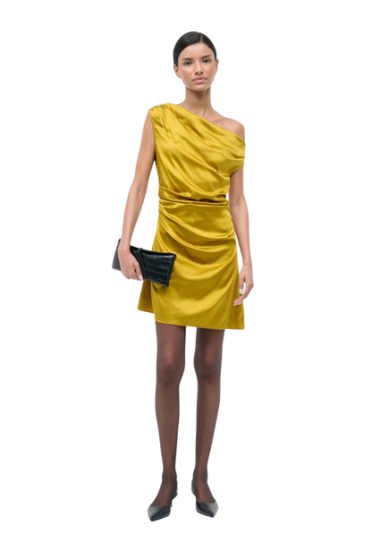 Mini Phare Silk Dress in Turmeric