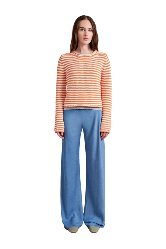 Mini Marina Fine Stripe Sweater in Apricot/Cream