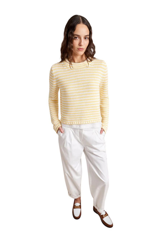 Mini Marina Fine Stripe Sweater in Sunshine/Cream