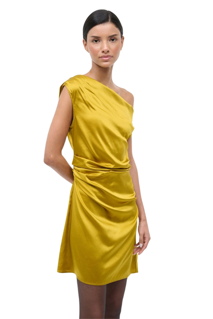 Mini Phare Silk Dress in Turmeric
