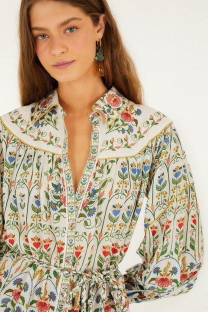 Stitch Garden Mini Dress in Off-White