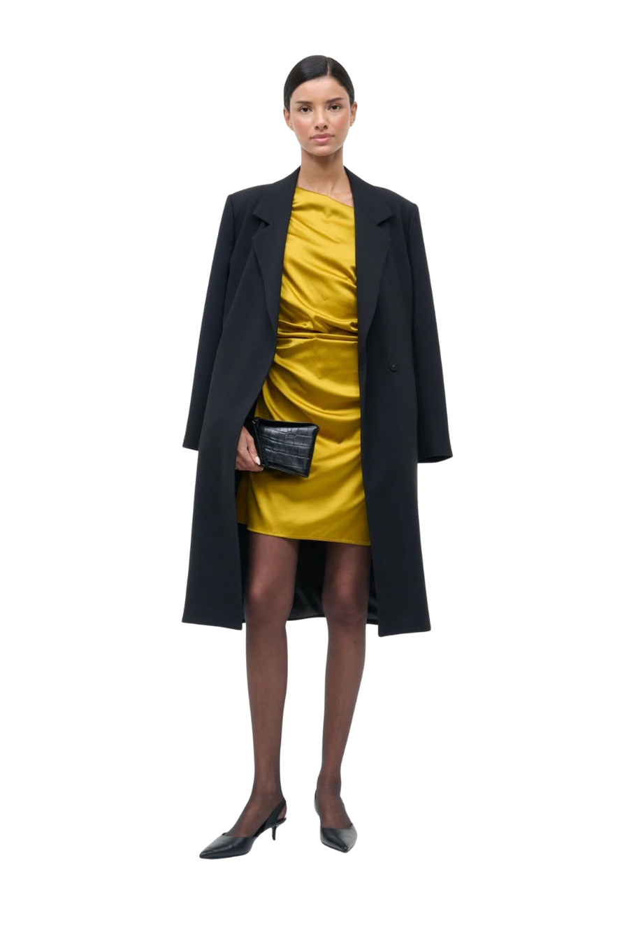 Mini Phare Silk Dress in Turmeric