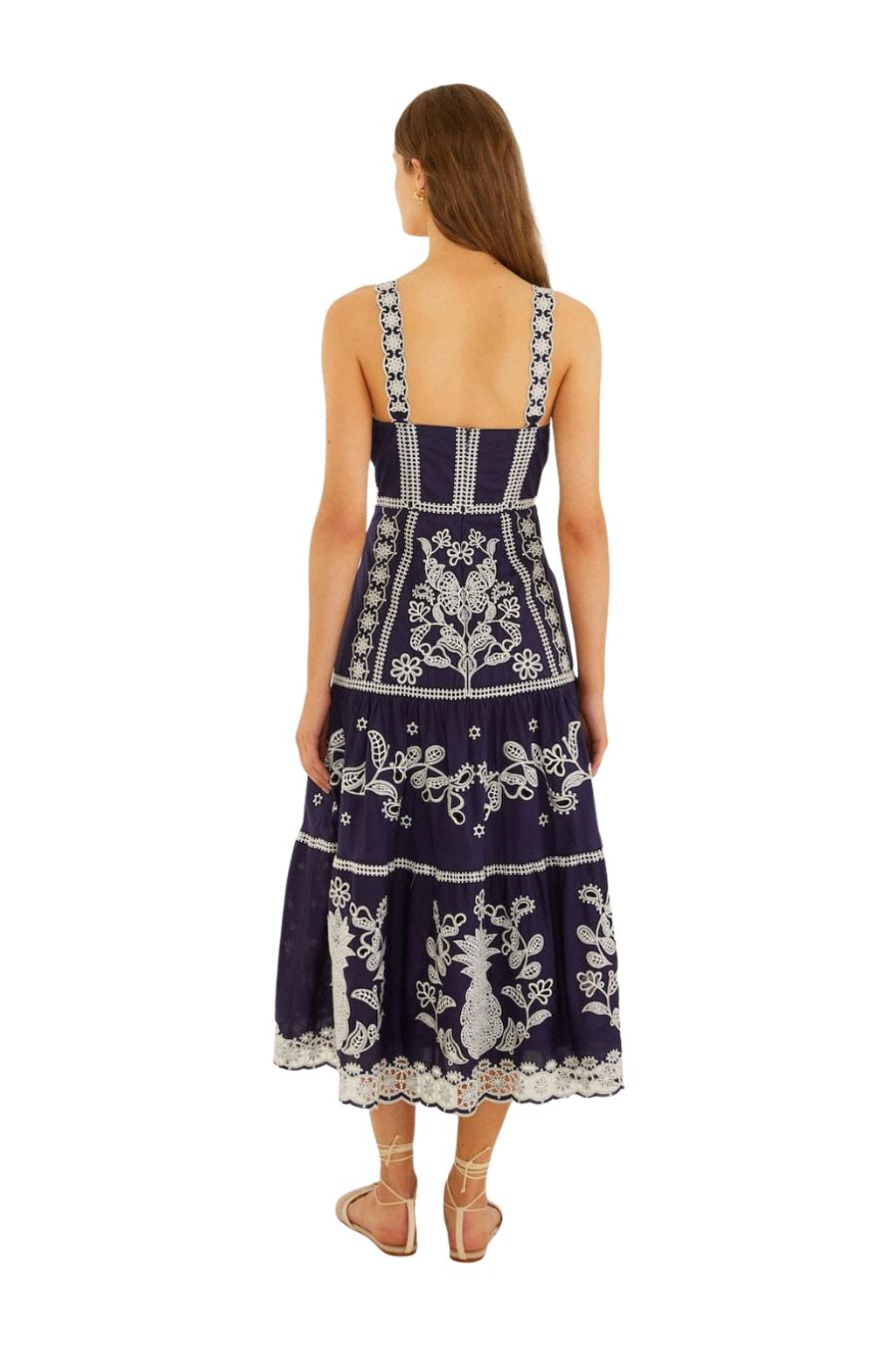 Richillieu Midi Dress in Blue/White