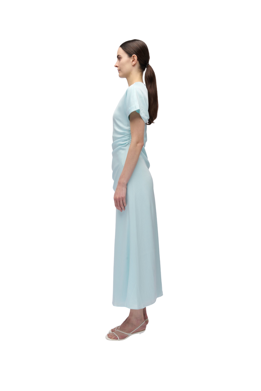 Marabella Satin Midi Dress in Sky Blue