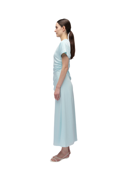 Marabella Satin Midi Dress in Sky Blue