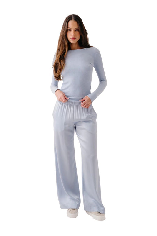 Brynn High Rise Wide Leg Pant in Whisper