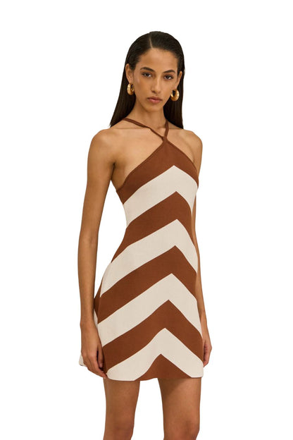 Nelson Dress in Large Saddle Stripe