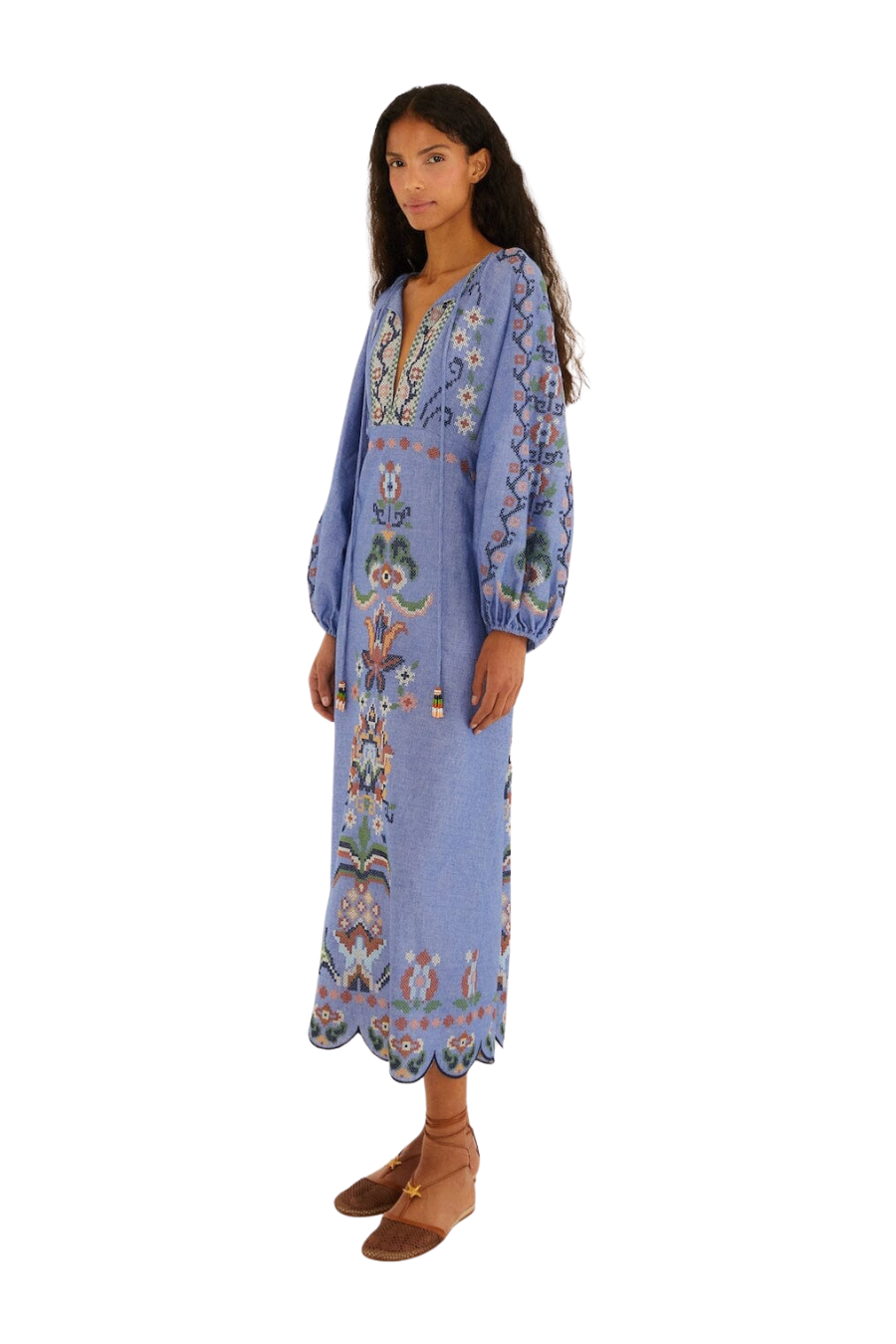 Garden Tapestry Midi Dress in Blue