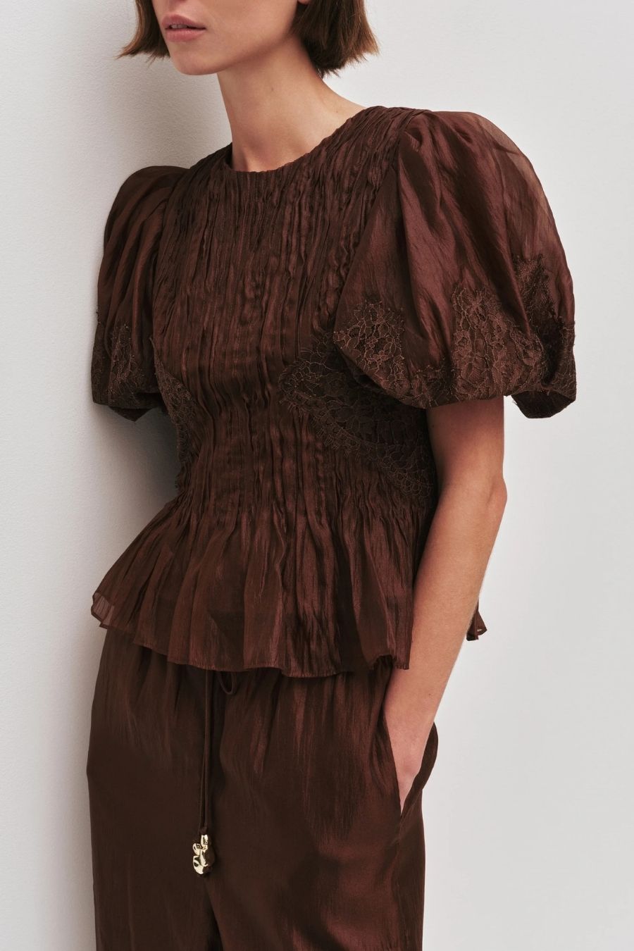 Ophelia Lace Top in Chocolate