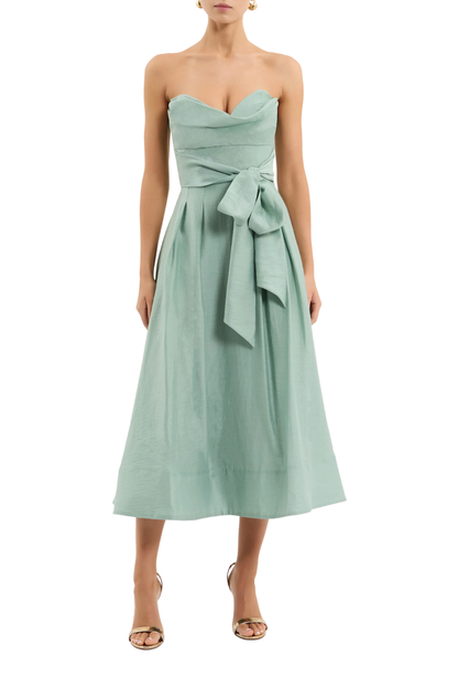 Serenity Strapless Midi Dress in Sage