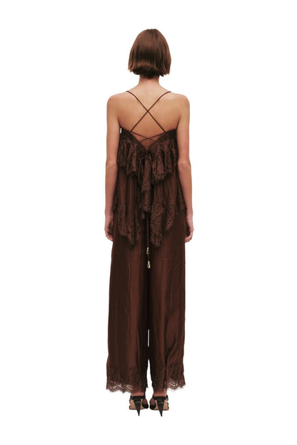 Ophelia Lace Pant in Chocolate