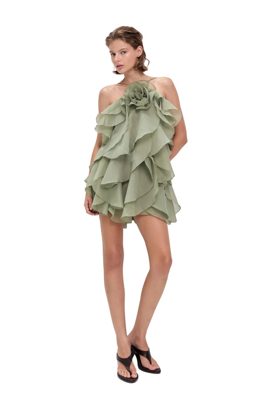 Pandorea Layered Mini Dress in Moss