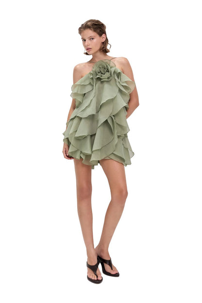 Pandorea Layered Mini Dress in Moss