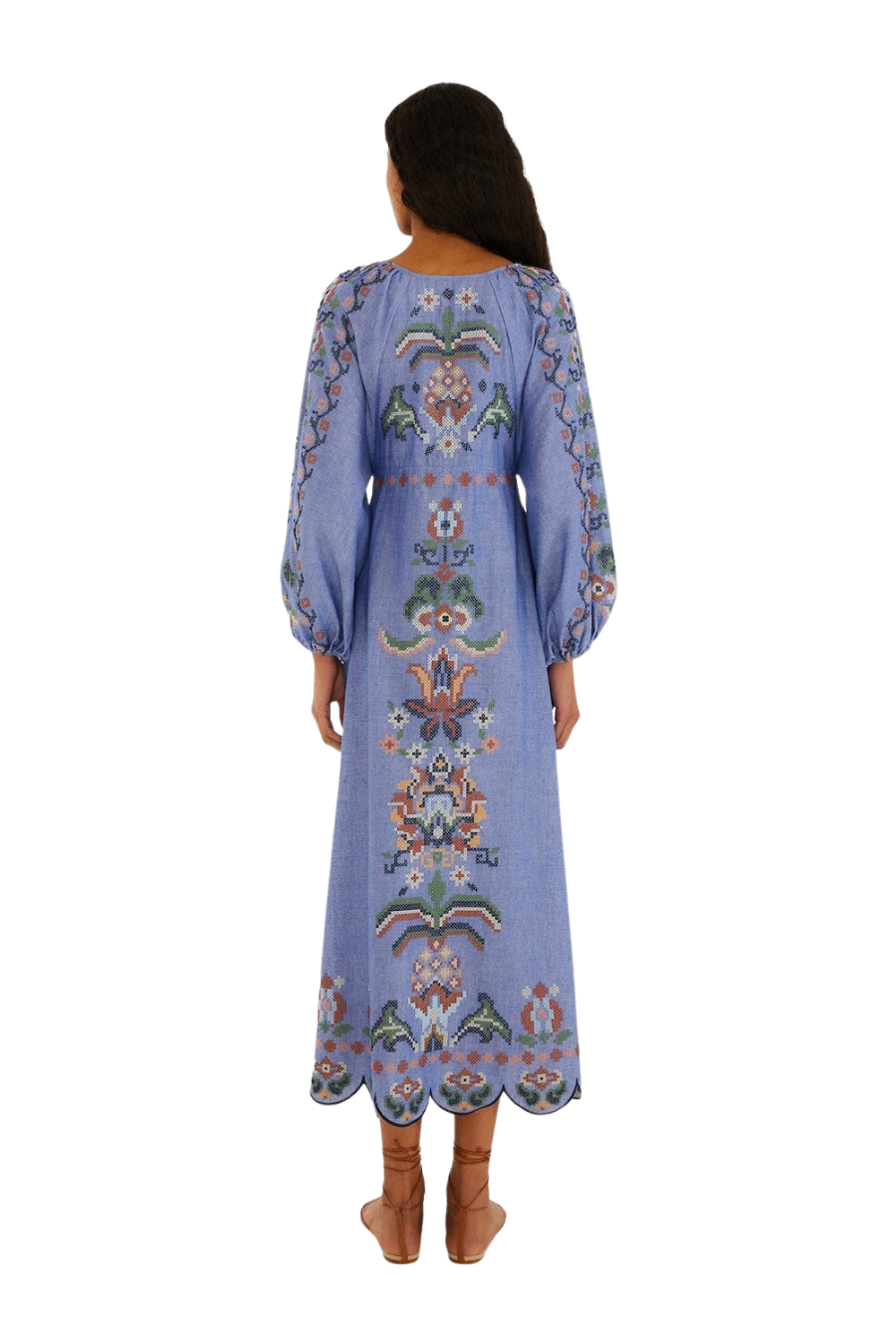 Garden Tapestry Midi Dress in Blue
