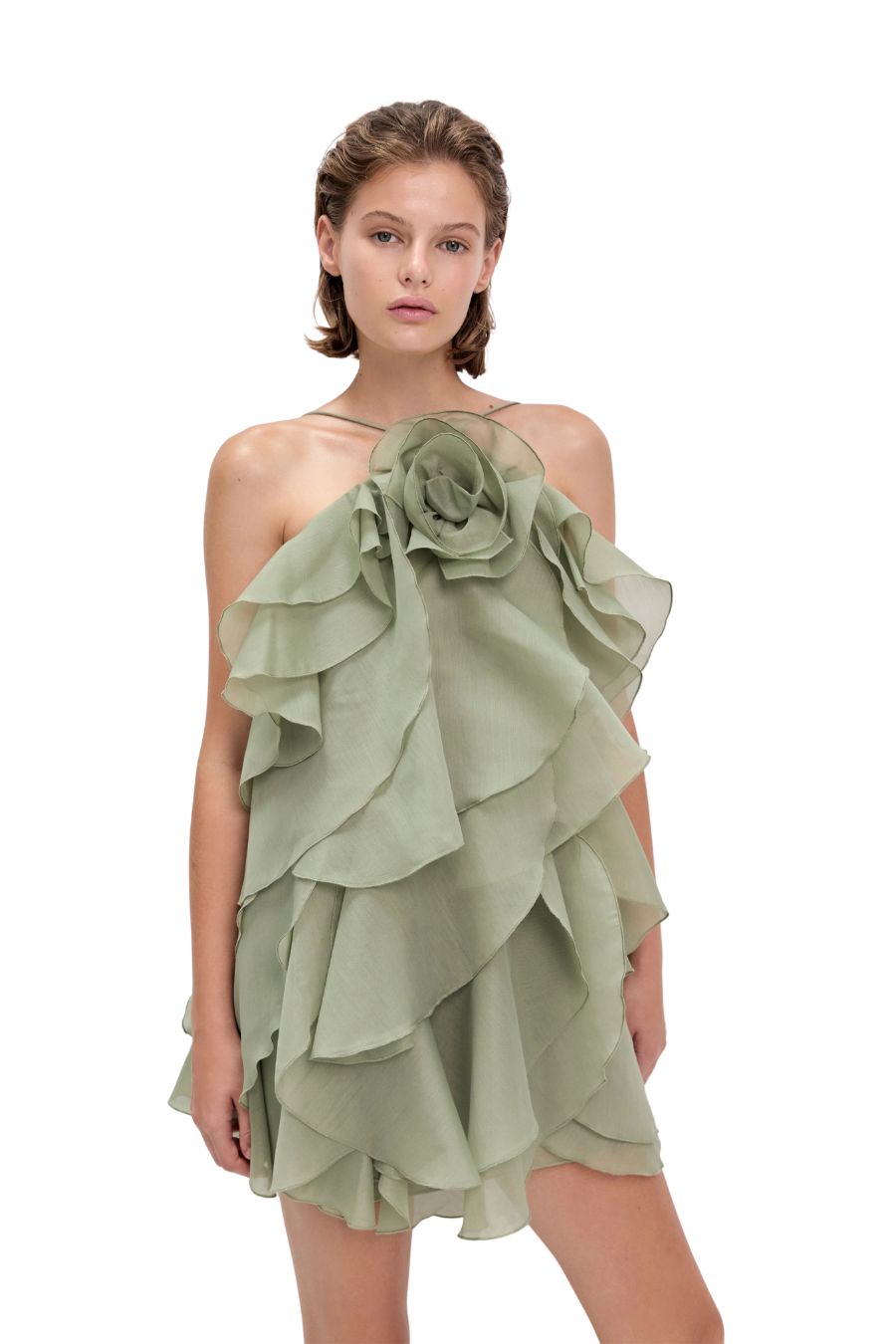 Pandorea Layered Mini Dress in Moss