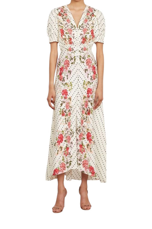 Lea Long Dress in Rouge Polka Dot