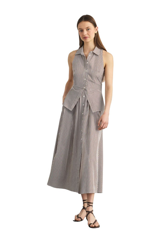 Hannah Dress in Acorn/Optic White