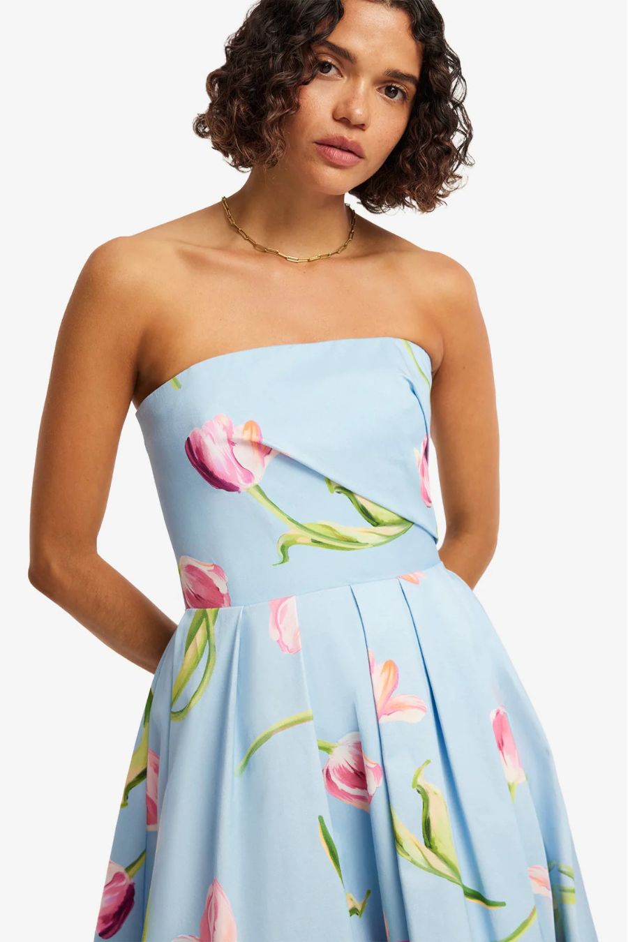 Lynn Midi Dress in Tulip Print Blue