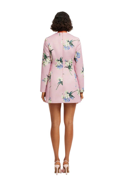 Aliza Mini Dress in Pastel Pink Bouquet Print