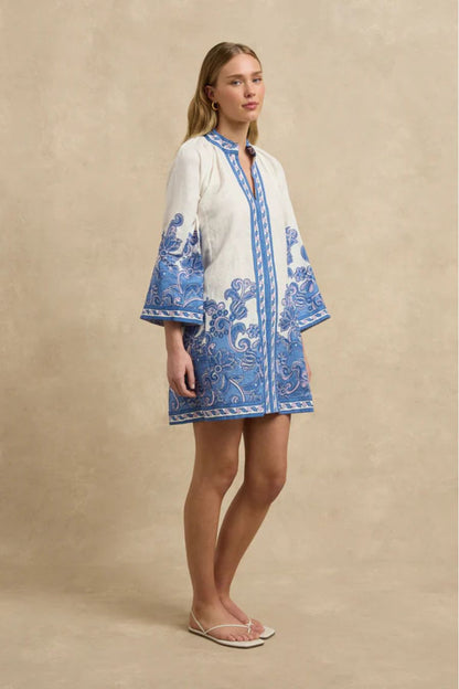 Lumi Dress in Brocade Azul