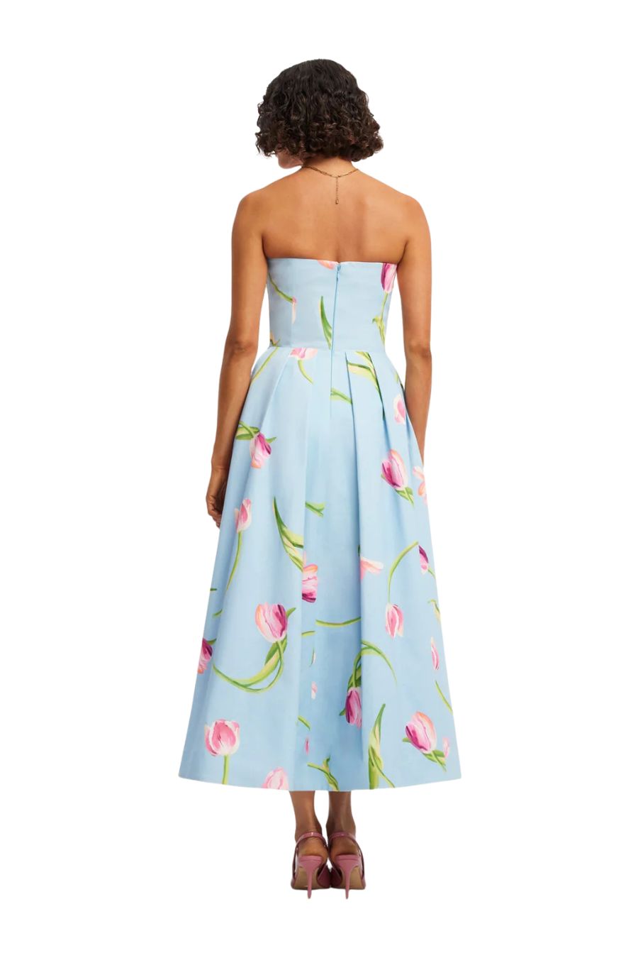 Lynn Midi Dress in Tulip Print Blue