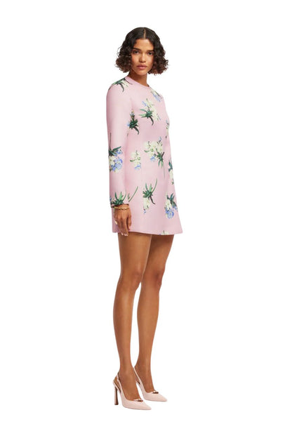 Aliza Mini Dress in Pastel Pink Bouquet Print