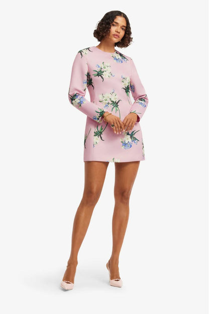 Aliza Mini Dress in Pastel Pink Bouquet Print