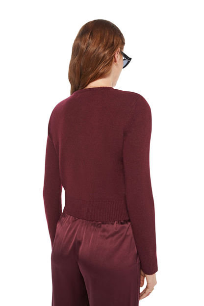 Emilia Shoulder Pad Cardigan in Bordeaux