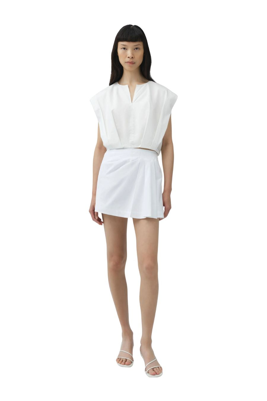 Devlin Pleated Mini Skort in White