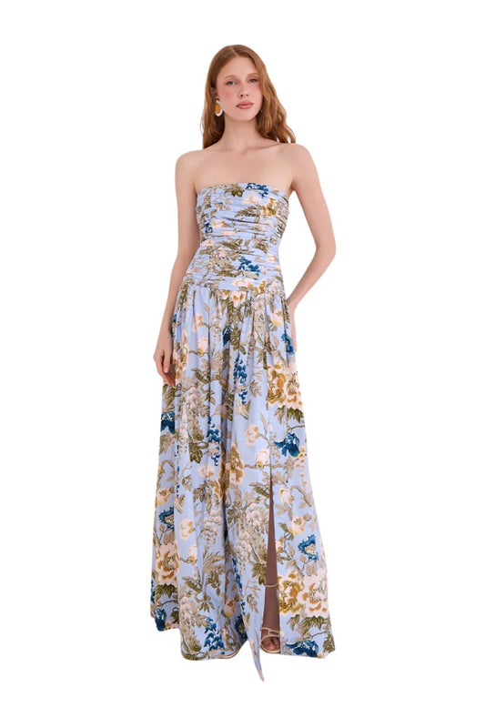 Montreal Gown in Flora Meadow Light Blue