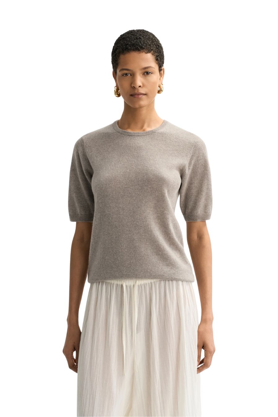 Short Sleeve Crewneck in Greige