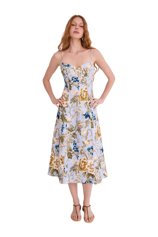 Cherry Dress in Flora Meadow Light Blue