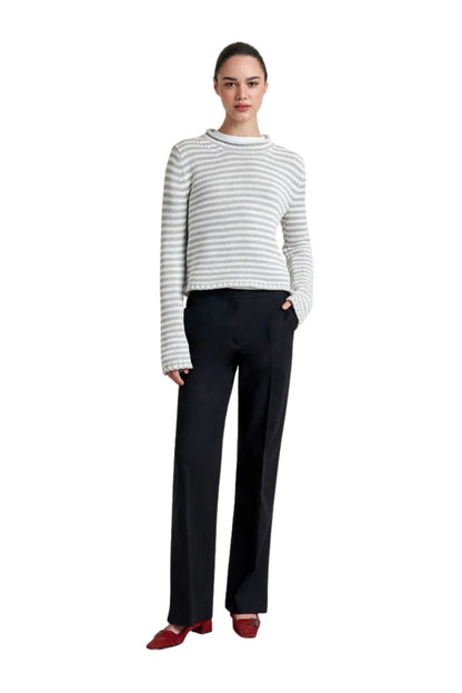 Mini Marina Fine Stripe Sweater in Grey/Ivory