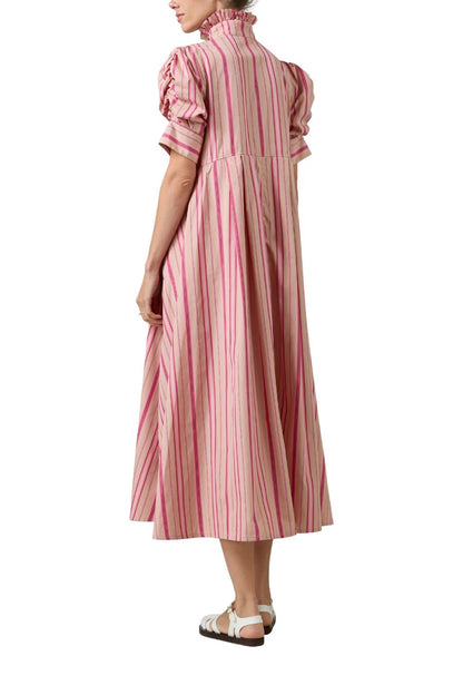Venetia Dress in Biscuit/Pink