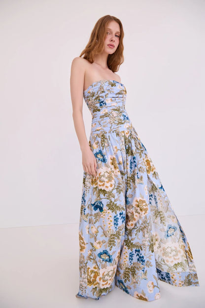 Montreal Gown in Flora Meadow Light Blue