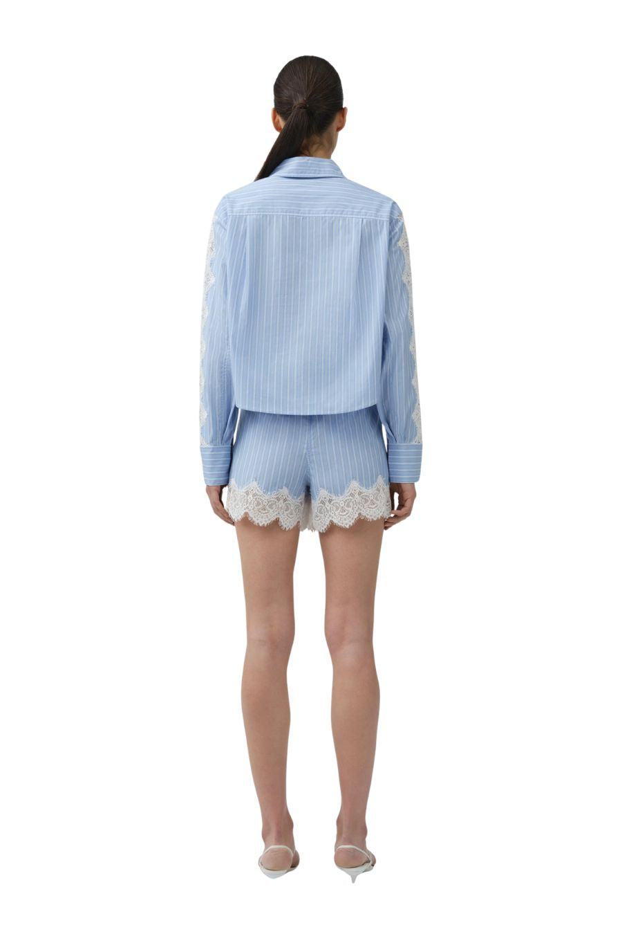 Emmie Lace Shorts in Oxford Blue Stripe