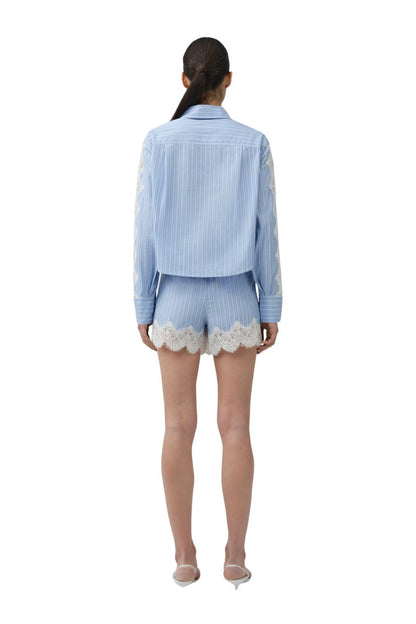 Emmie Lace Shorts in Oxford Blue Stripe