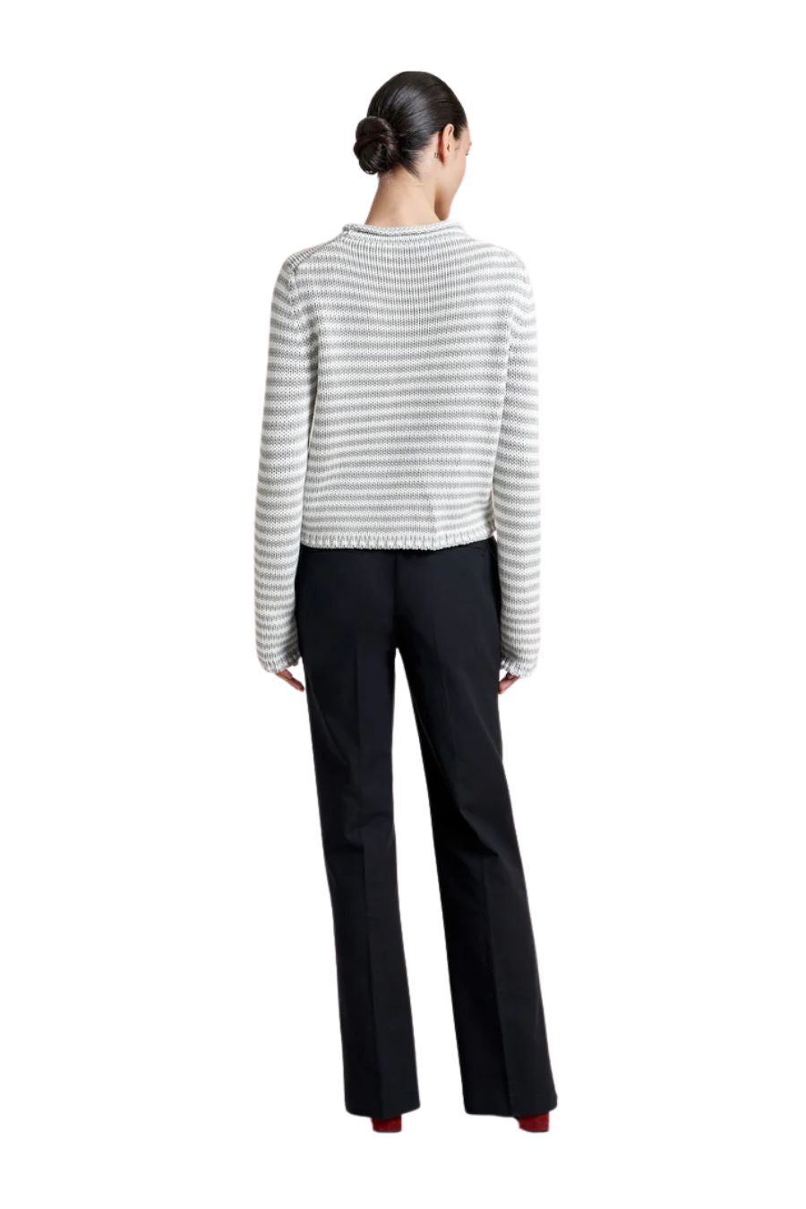 Mini Marina Fine Stripe Sweater in Grey/Ivory